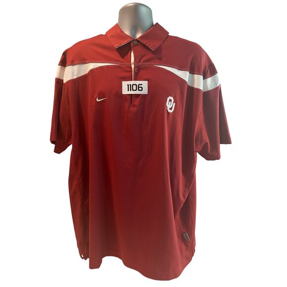 Nike Dri-fit University of Oklahoma Golf Shirt Maroon and White XL - Picture 9 of 9